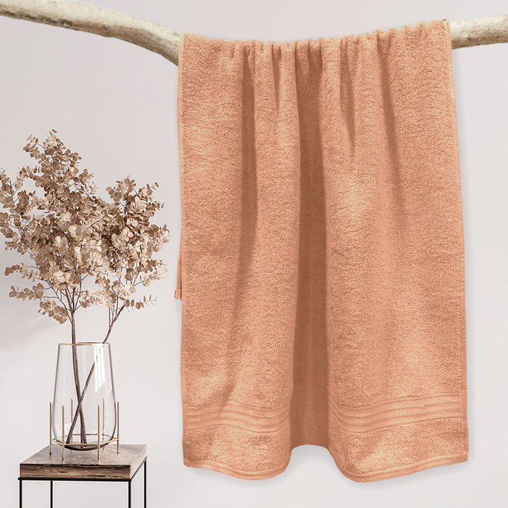 Peach Color 100% Cotton Bath towel with 450 GSM (100% Cotton, 450 GSM, Luxuriously soft on skin, Quick drying, Rich aesthetic, Variety of Vibrant Color, Spa-like feel, Multi-purpose uses) 