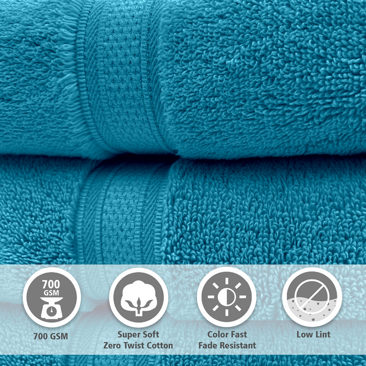 Blue Color Super Soft Zero Twist 100% Cotton Towel with 700 GSM ( 100% Cotton, Zero-Twist Fabric, Protection Against Microbial Allergies, Highly Absorbent, Lint and Fade Resistant) 