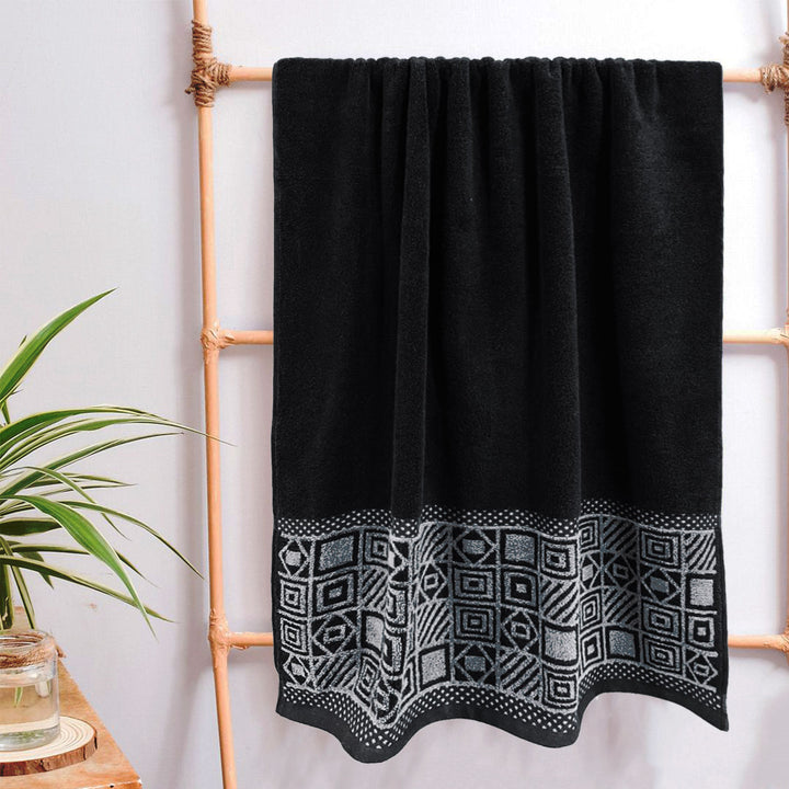 Black Color Super Soft Zero Twist 100% Cotton Towel with 380 GSM ( 100% Cotton, Zero-Twist Fabric, Protection Against Microbial Allergies, Highly Absorbent, Lint and Fade Resistant)