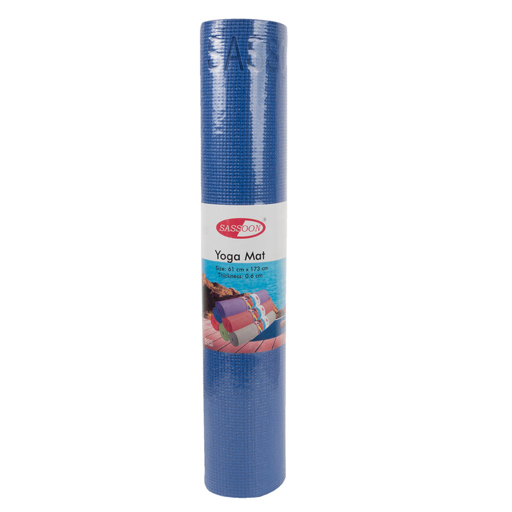 Blue Color Anti-Skid Yoga Mat ( Anti-Skid, Versatile Use, Double Sided Texture, Durable PVC Material, Portable Design, Comes in various sizes) 