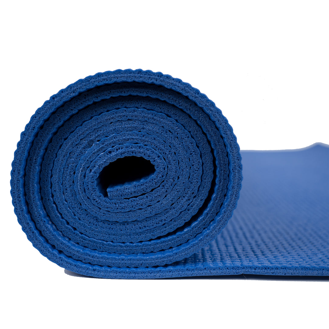 Blue Color Anti-Skid Yoga Mat ( Anti-Skid, Versatile Use, Double Sided Texture, Durable PVC Material, Portable Design, Comes in various sizes) 