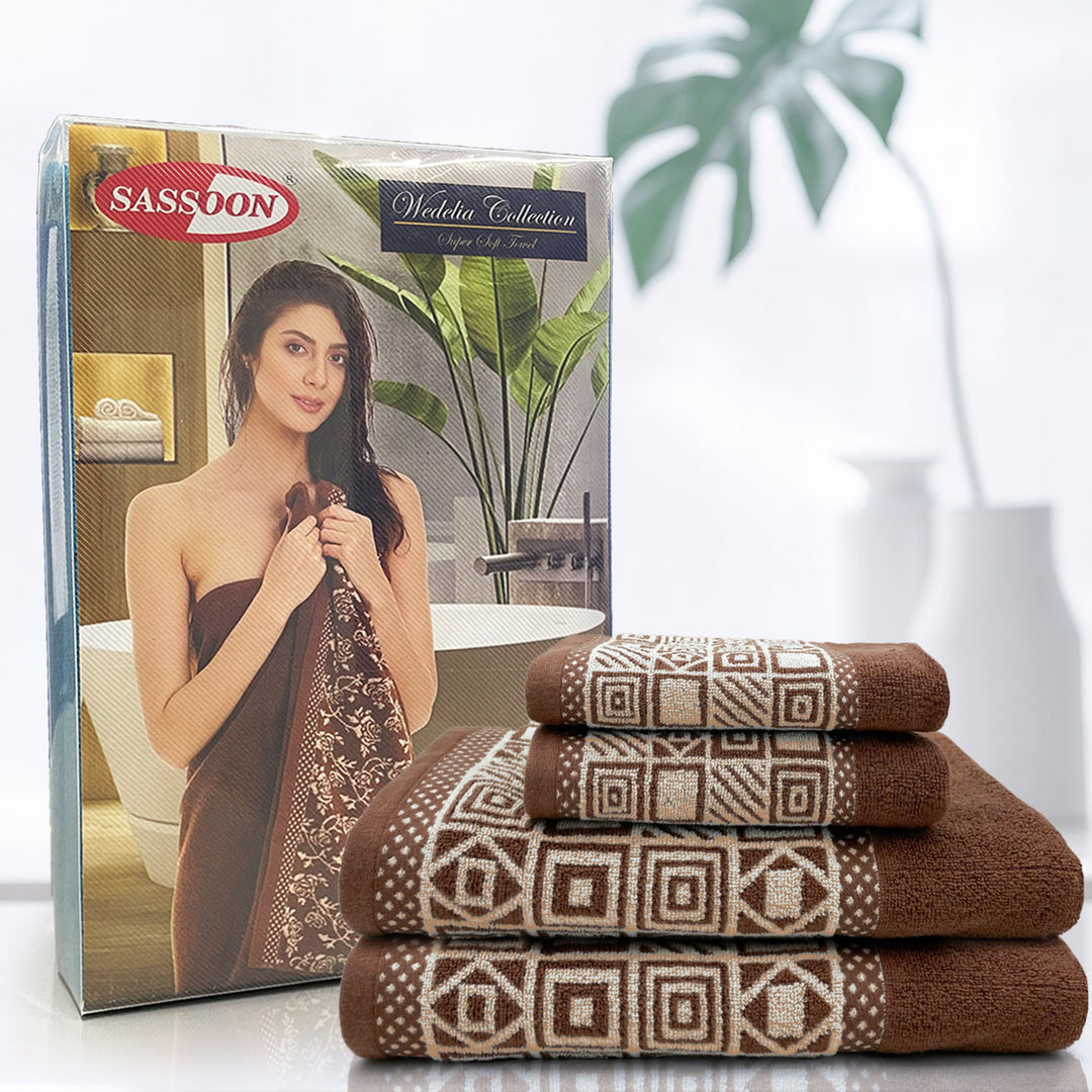 Brown Color Super Soft Zero Twist 100% Cotton Towel Set with 380 GSM ( 100% Cotton, Zero-Twist Fabric, Protection Against Microbial Allergies, Highly Absorbent, Lint and Fade Resistant)