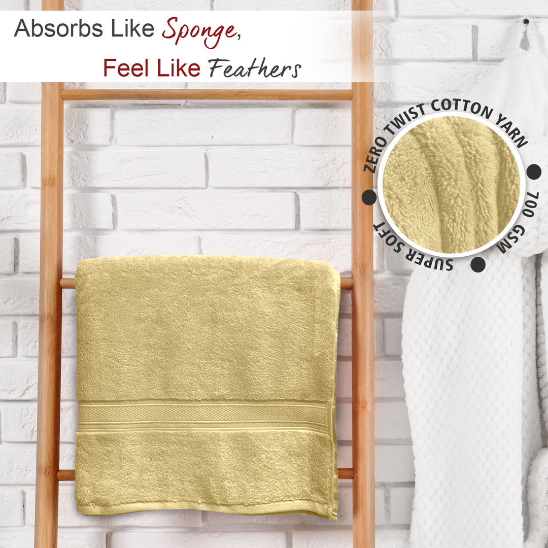 Yellow Color Super Soft Zero Twist 100% Cotton Towel with 700 GSM ( 100% Cotton, Zero-Twist Fabric, Protection Against Microbial Allergies, Highly Absorbent, Lint and Fade Resistant) 