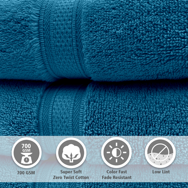 Blue Color Super Soft Zero Twist 100% Cotton Towel with 700 GSM ( 100% Cotton, Zero-Twist Fabric, Protection Against Microbial Allergies, Highly Absorbent, Lint and Fade Resistant) 