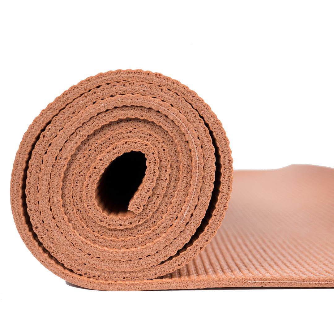 Brown Color Anti-Skid Yoga Mat ( Anti-Skid, Versatile Use, Double Sided Texture, Durable PVC Material, Portable Design, Comes in various sizes) 