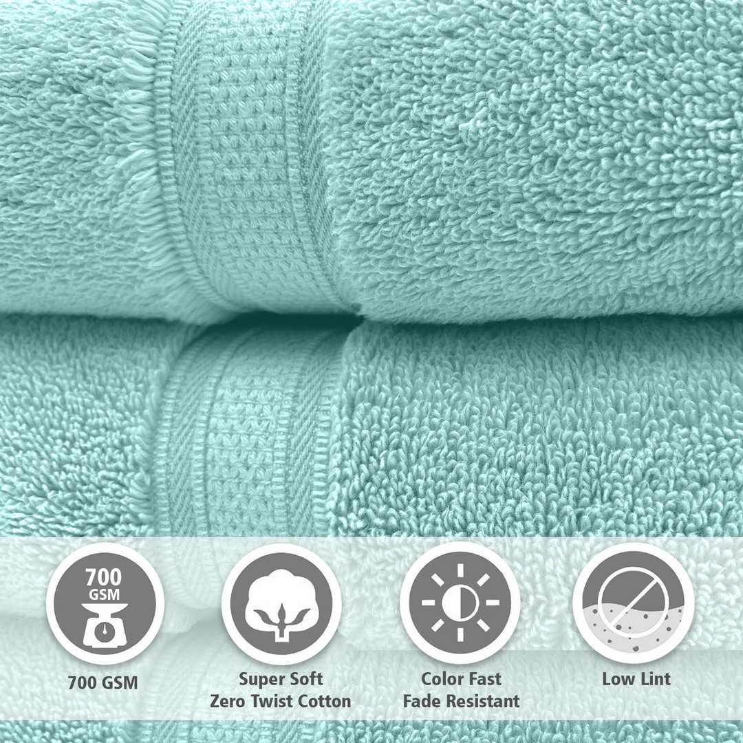 Sky Blue Color Super Soft Zero Twist 100% Cotton Towel with 700 GSM ( 100% Cotton, Zero-Twist Fabric, Protection Against Microbial Allergies, Highly Absorbent, Lint and Fade Resistant) 