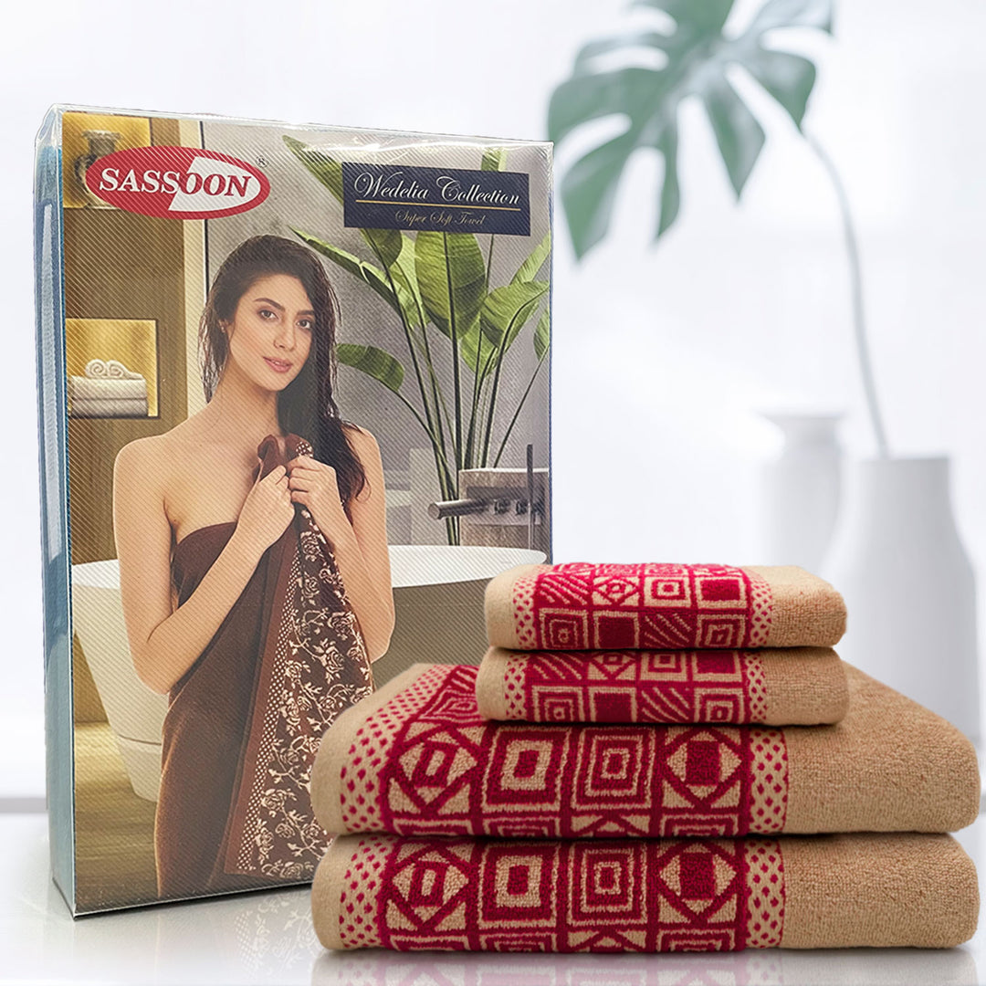 Beige Color Super Soft Zero Twist 100% Cotton Towel Set with 380 GSM ( 100% Cotton, Zero-Twist Fabric, Protection Against Microbial Allergies, Highly Absorbent, Lint and Fade Resistant)