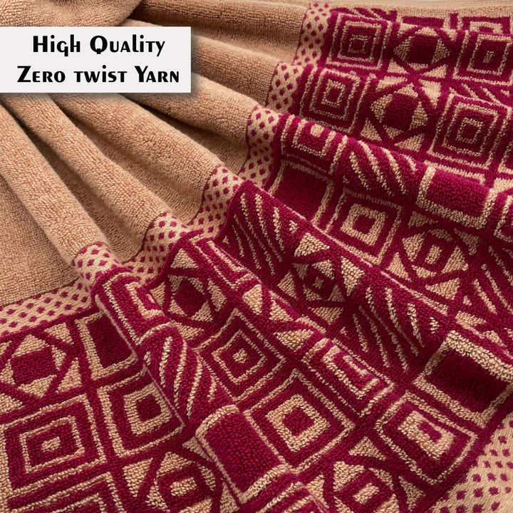 Beige Color Zero Twist Cotton Towel 4 Pcs Gift Set-380 GSM ( Luxury Towel, Highly Absorbent Towel, Color Fade resistant towel)