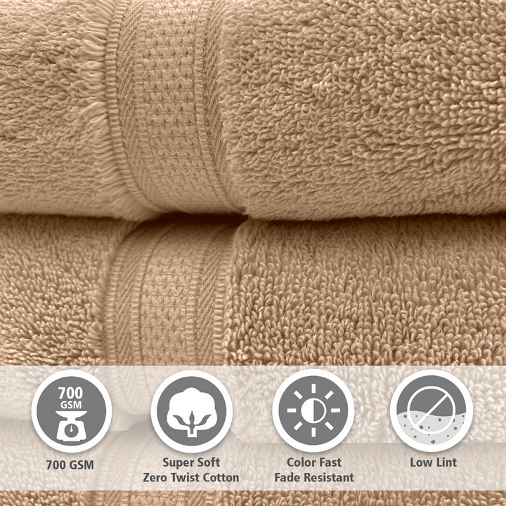 Cream Color Super Soft Zero Twist 100% Cotton Towel with 700 GSM ( 100% Cotton, Zero-Twist Fabric, Protection Against Microbial Allergies, Highly Absorbent, Lint and Fade Resistant) 