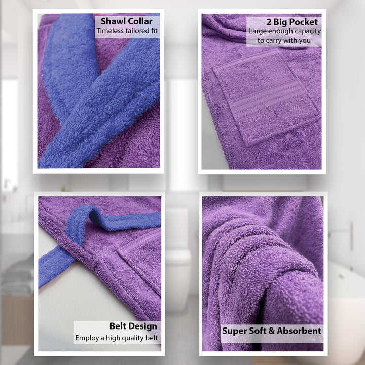 Features of Bathrobes, Ultrasoft Terry Cotton Bathrobe with 500 GSM ( Highly absorbent, Kimono Style, Pockets, Soft & Fluffy, Quick Dry, Hemmed Finishing)