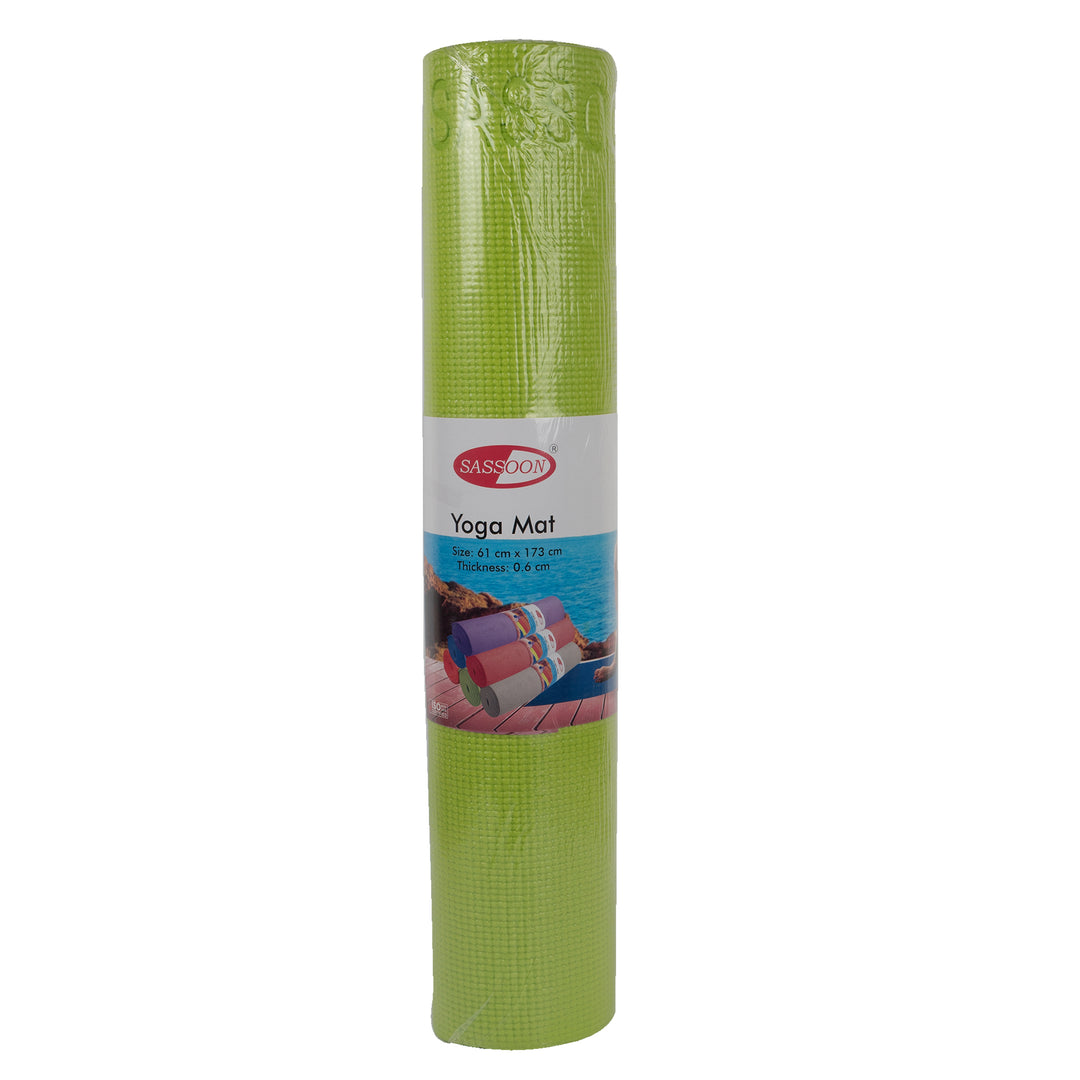 Green Color Anti-Skid Yoga Mat ( Anti-Skid, Versatile Use, Double Sided Texture, Durable PVC Material, Portable Design, Comes in various sizes) 