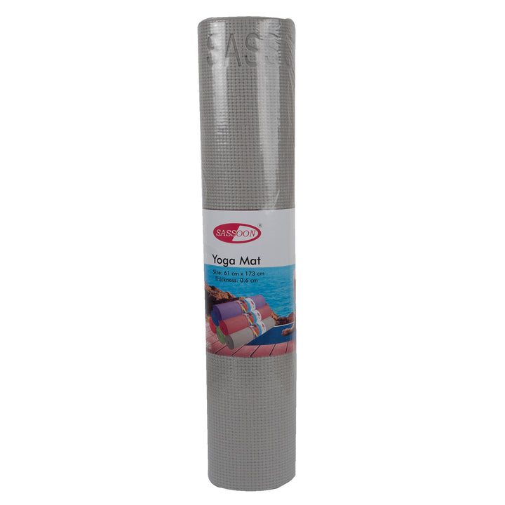 Grey Color Anti-Skid Yoga Mat ( Anti-Skid, Versatile Use, Double Sided Texture, Durable PVC Material, Portable Design, Comes in various sizes) 