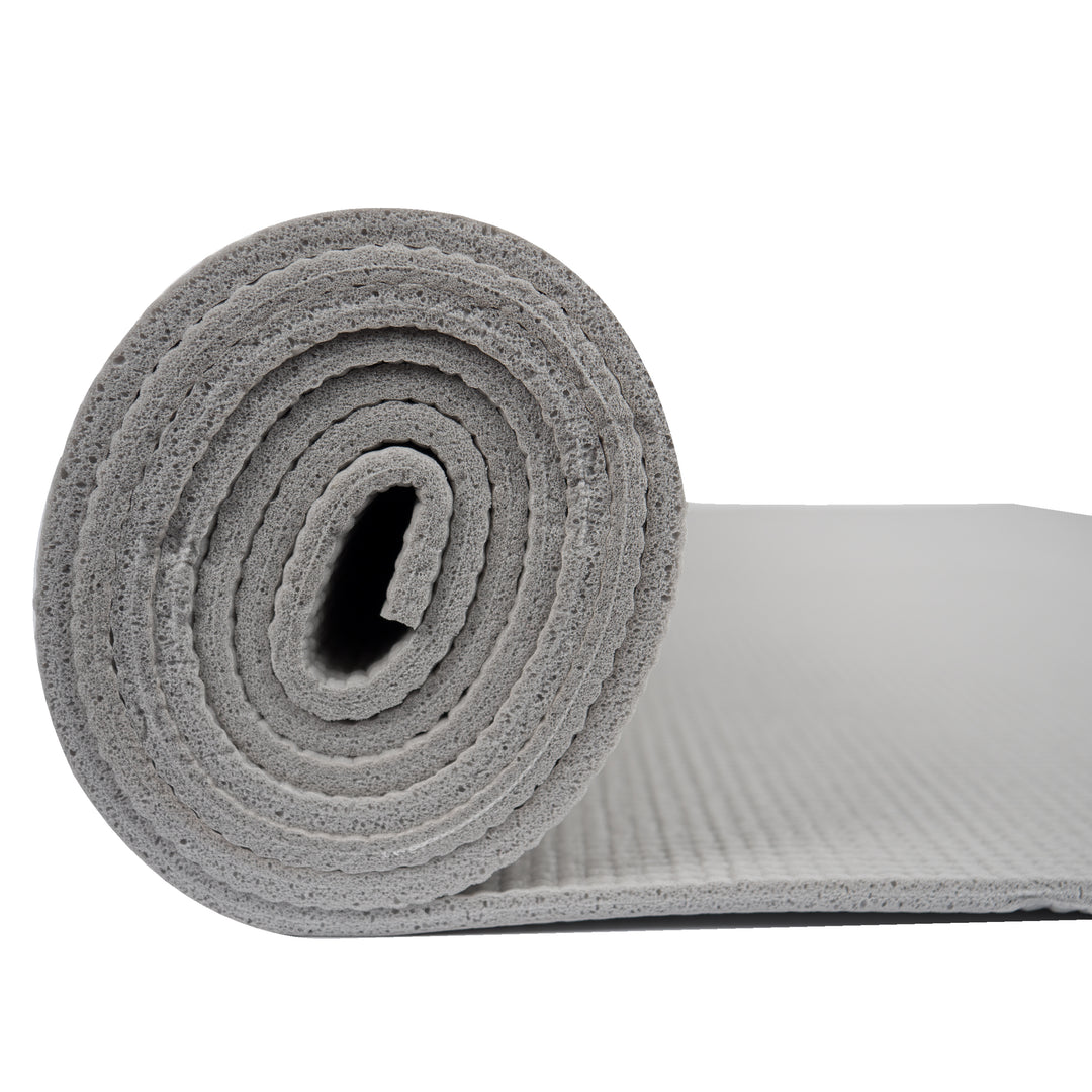 Grey Color Anti-Skid Yoga Mat ( Anti-Skid, Versatile Use, Double Sided Texture, Durable PVC Material, Portable Design, Comes in various sizes) 