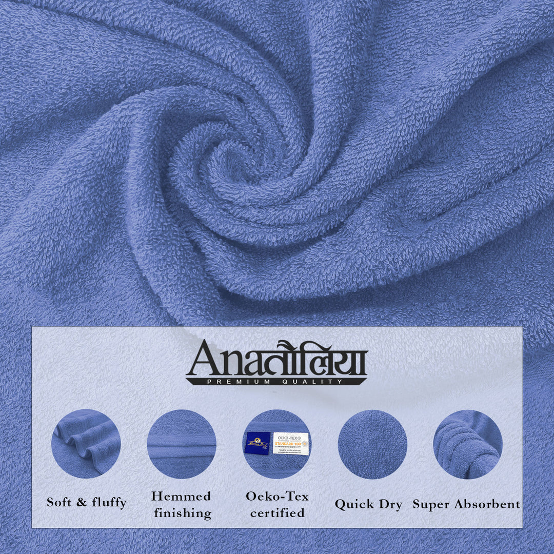 Blue Color 100% Cotton Couple Towel Gift Set with 500 GSM ( Superabsorbent and Quick Drying) 