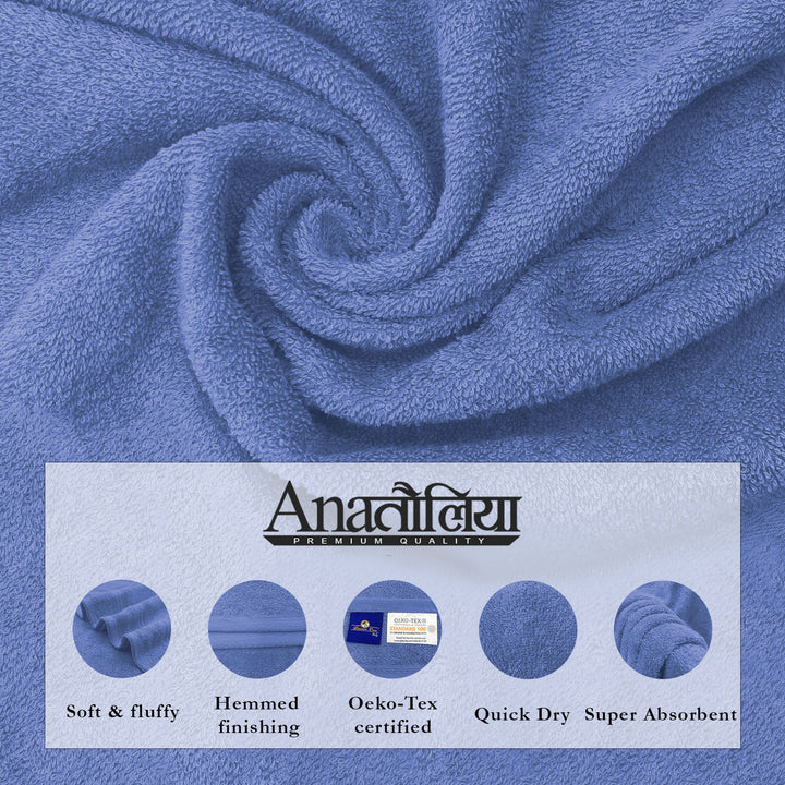 Blue Color 100% Cotton Couple Towel Gift Set with 500 GSM ( Superabsorbent and Quick Drying) 