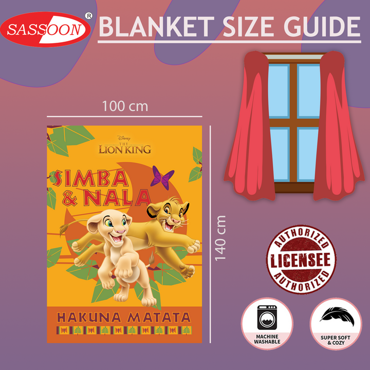 Disney Lion King Baby Blanket in 100% Polyester by Sassoon Fab (100 cm x 140 cm) multipurpose use. 