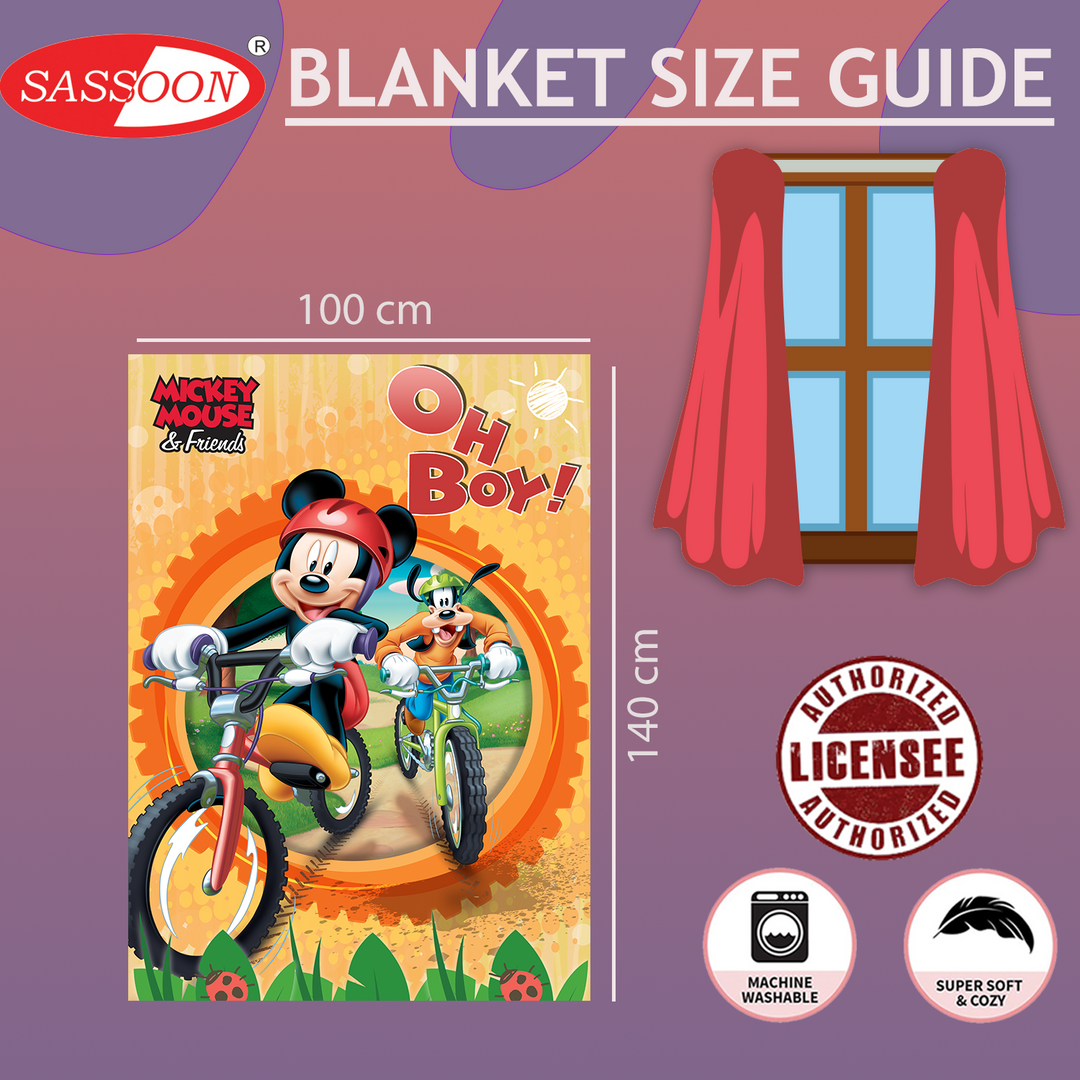 Disney Mickey Mouse Baby Blanket in 100% Polyester by Sassoon Fab (100 cm x 140 cm) multipurpose use. 