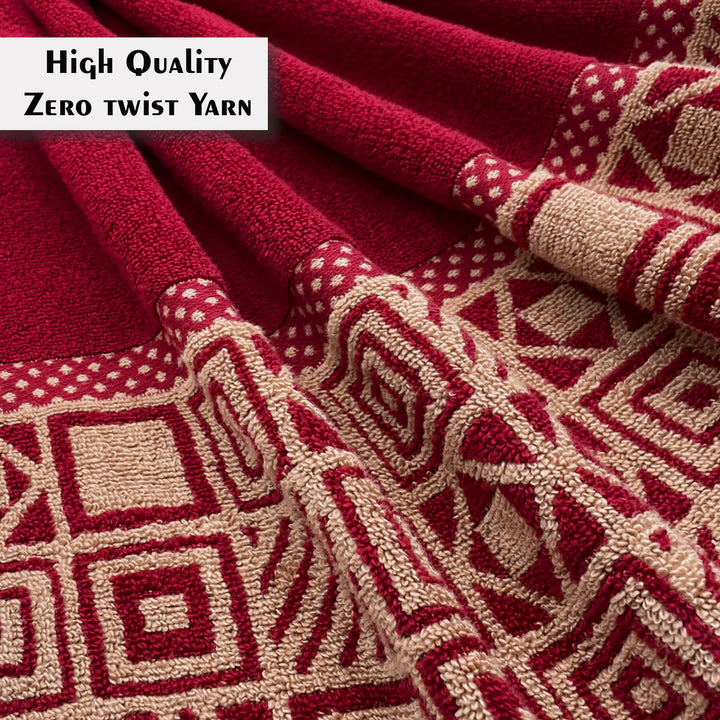 Red Color Zero Twist Cotton Towel 4 Pcs Gift Set-380 GSM ( Luxury Towel, Highly Absorbent Towel, Color Fade resistant towel)