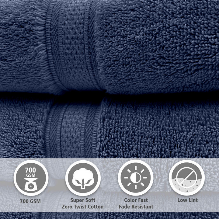 Blue Color Super Soft Zero Twist 100% Cotton Towel with 700 GSM ( 100% Cotton, Zero-Twist Fabric, Protection Against Microbial Allergies, Highly Absorbent, Lint and Fade Resistant) 