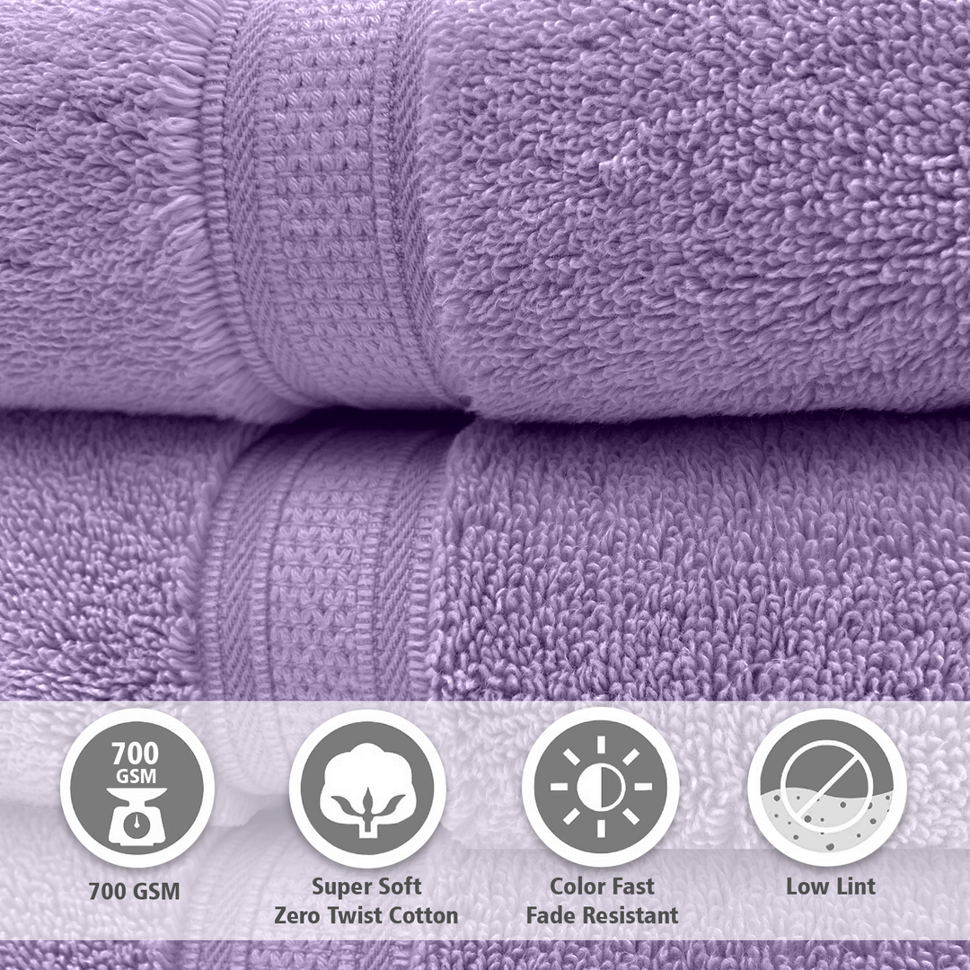 Lavender Color Super Soft Zero Twist 100% Cotton Towel with 700 GSM ( 100% Cotton, Zero-Twist Fabric, Protection Against Microbial Allergies, Highly Absorbent, Lint and Fade Resistant) 