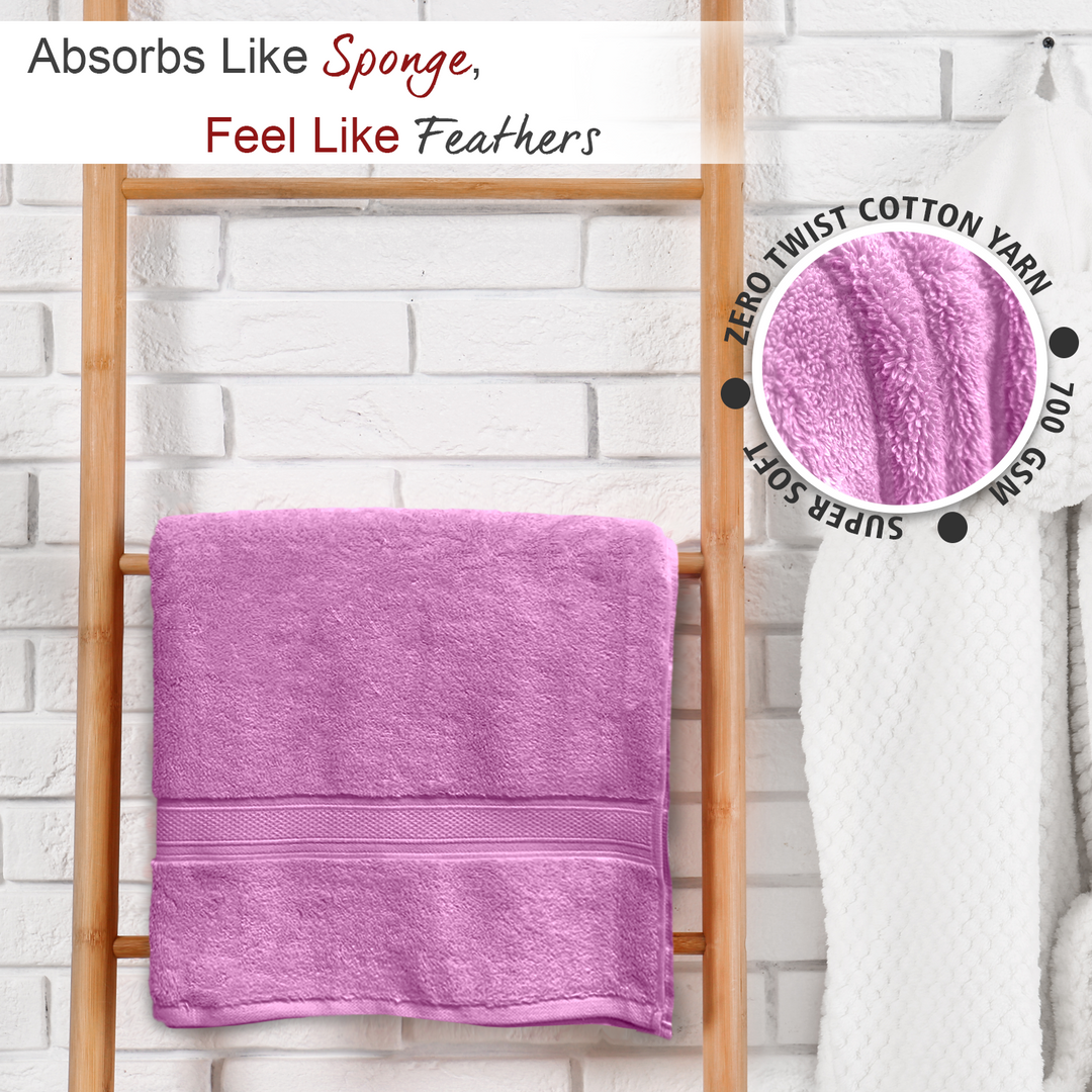 Pink Color Super Soft Zero Twist 100% Cotton Towel with 700 GSM ( 100% Cotton, Zero-Twist Fabric, Protection Against Microbial Allergies, Highly Absorbent, Lint and Fade Resistant) 