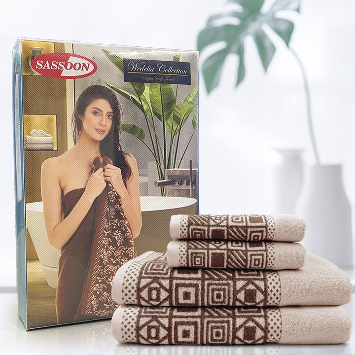 Beige Color Super Soft Zero Twist 100% Cotton Towel Set with 380 GSM ( 100% Cotton, Zero-Twist Fabric, Protection Against Microbial Allergies, Highly Absorbent, Lint and Fade Resistant)