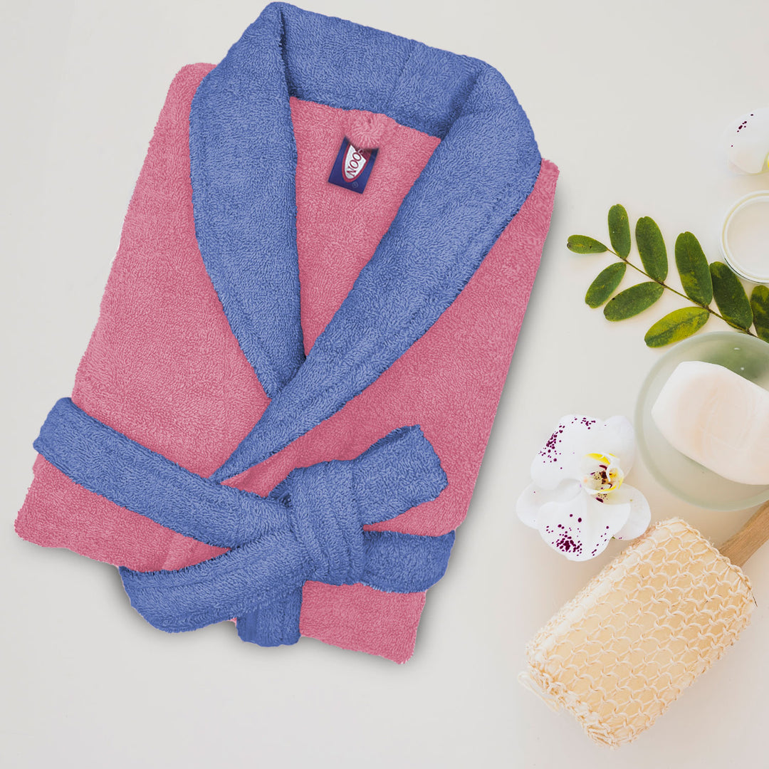 Pink & Blue Color Ultrasoft Terry Cotton Bathrobe with 500 GSM ( Highly absorbent, Kimono Style, Pockets, Soft & Fluffy, Quick Dry, Hemmed Finishing)