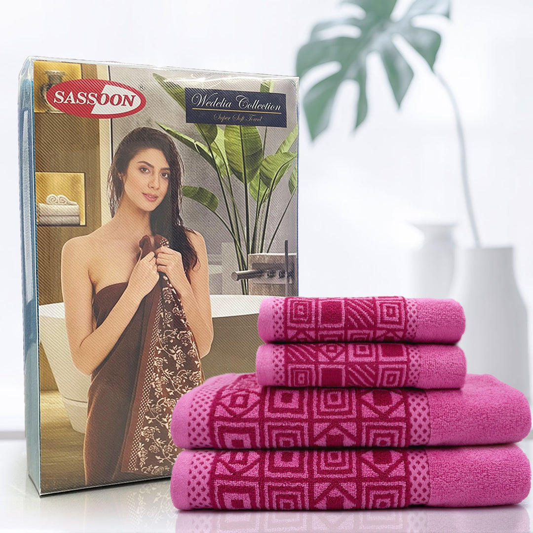 Pink Color Super Soft Zero Twist 100% Cotton Towel Set with 380 GSM ( 100% Cotton, Zero-Twist Fabric, Protection Against Microbial Allergies, Highly Absorbent, Lint and Fade Resistant)