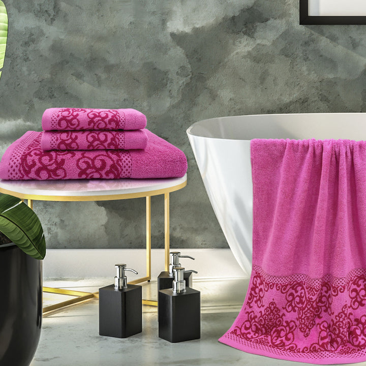 Pink Color Zero Twist Cotton Towel 4 Pcs Gift Set-380 GSM ( Luxury Towel, Highly Absorbent Towel, Color Fade resistant towel)