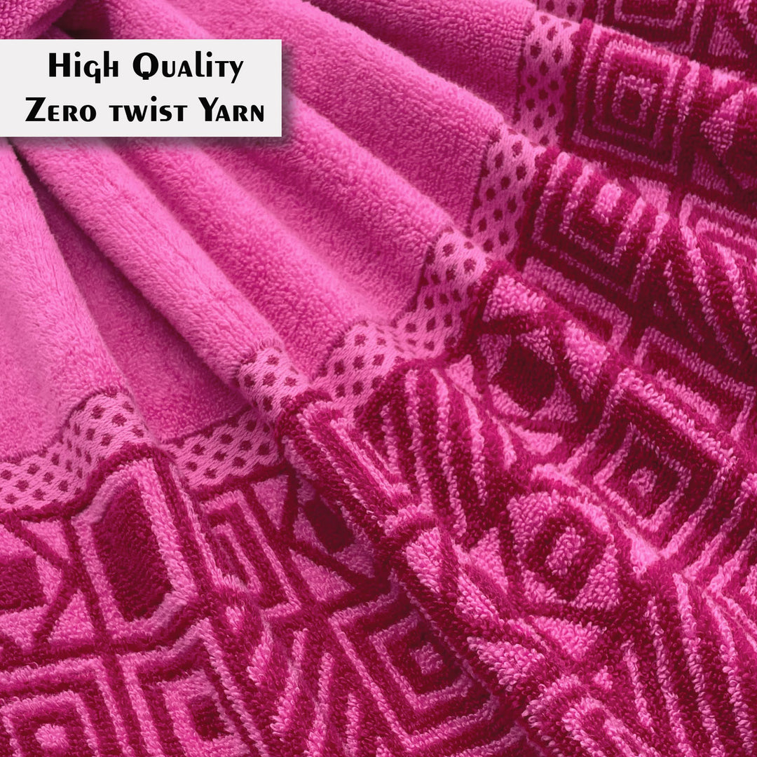 Pink Color Zero Twist Cotton Towel 4 Pcs Gift Set-380 GSM ( Luxury Towel, Highly Absorbent Towel, Color Fade resistant towel)