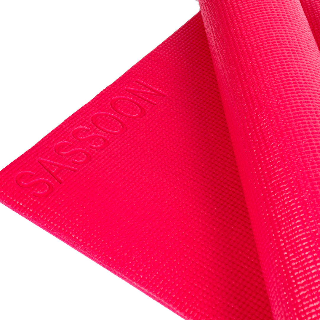 Pink Color Anti-Skid Yoga Mat ( Anti-Skid, Versatile Use, Double Sided Texture, Durable PVC Material, Portable Design, Comes in various sizes) 