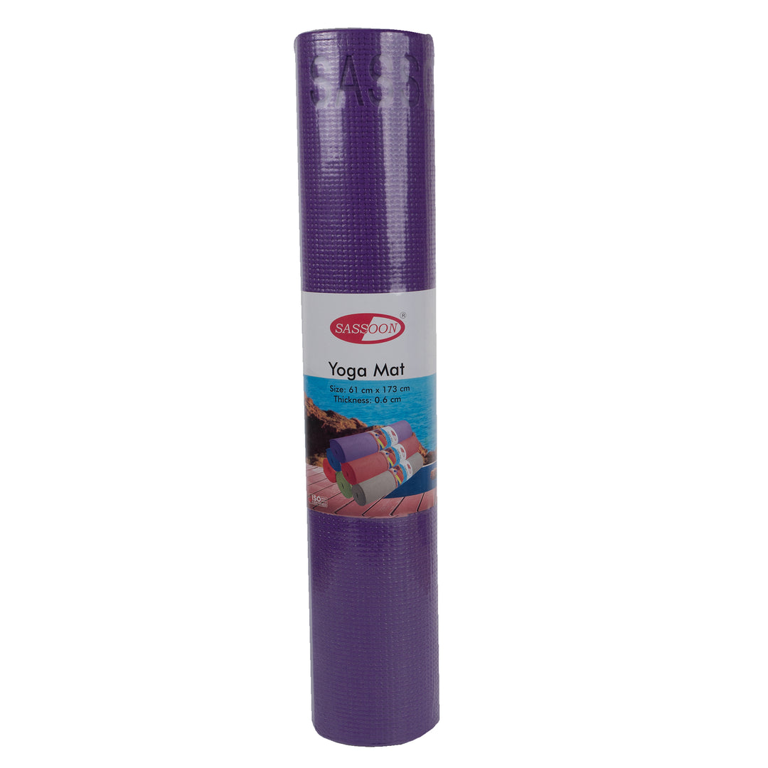 Purple Color Anti-Skid Yoga Mat ( Anti-Skid, Versatile Use, Double Sided Texture, Durable PVC Material, Portable Design, Comes in various sizes) 