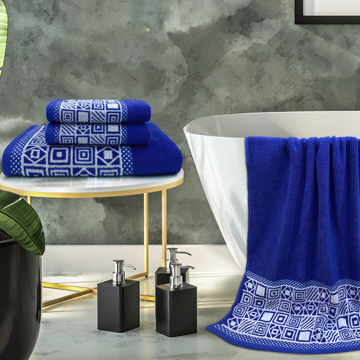 Blue Color Zero Twist Cotton Towel 4 Pcs Gift Set-380 GSM ( Luxury Towel, Highly Absorbent Towel, Color Fade resistant towel)