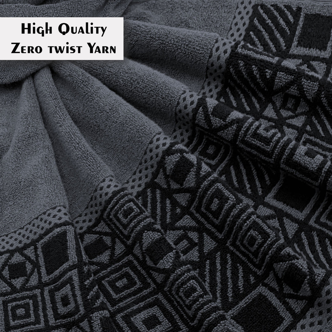 Grey Color Zero Twist Cotton Towel 4 Pcs Gift Set-380 GSM ( Luxury Towel, Highly Absorbent Towel, Color Fade resistant towel)