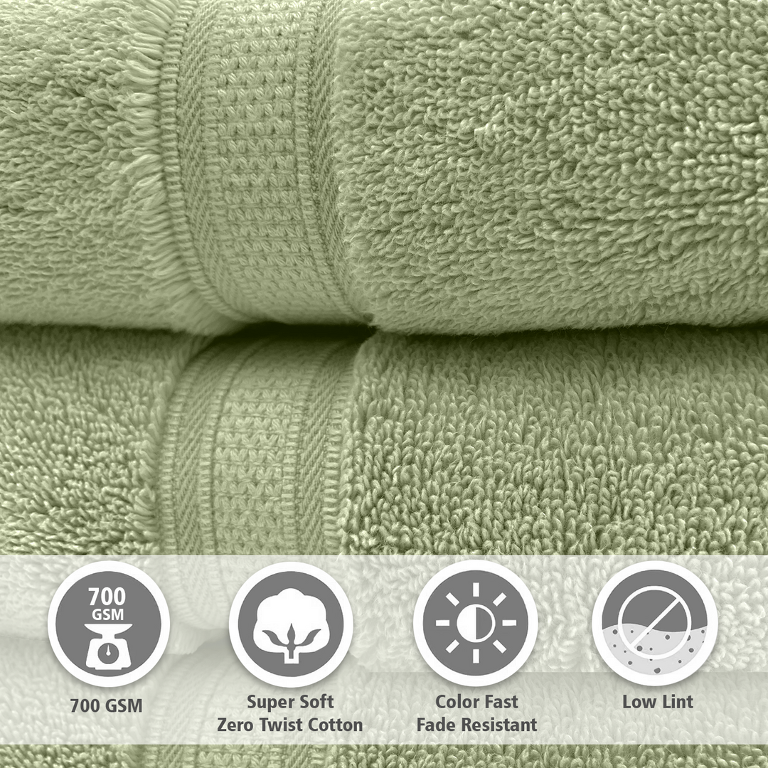 Green Color Super Soft Zero Twist 100% Cotton Hand Towel with 700 GSM ( 100% Cotton, Zero-Twist Fabric, Protection Against Microbial Allergies, Highly Absorbent, Lint and Fade Resistant) 