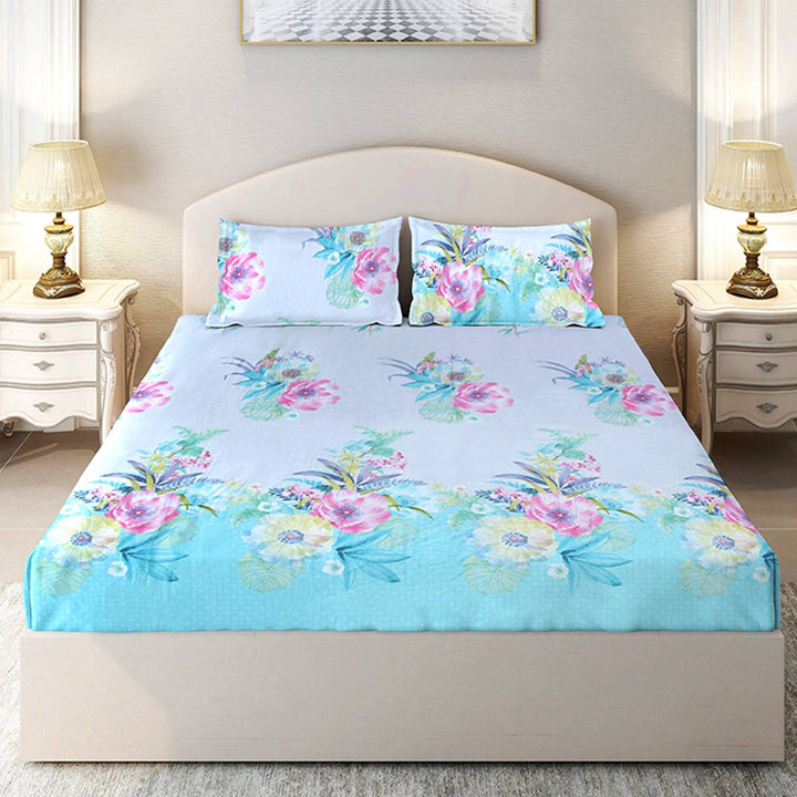 Chakrata 100% Cotton Cross Weave Printed Bedsheet- 1200 TC