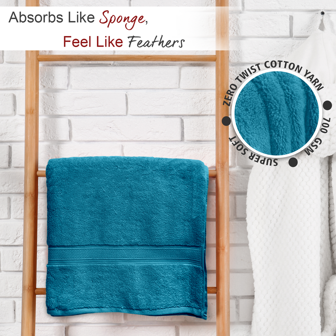 Blue Color Super Soft Zero Twist 100% Cotton Towel with 700 GSM ( 100% Cotton, Zero-Twist Fabric, Protection Against Microbial Allergies, Highly Absorbent, Lint and Fade Resistant) 