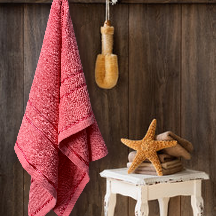 Pink Color 100% Cotton Bath Towel with 380 GSM