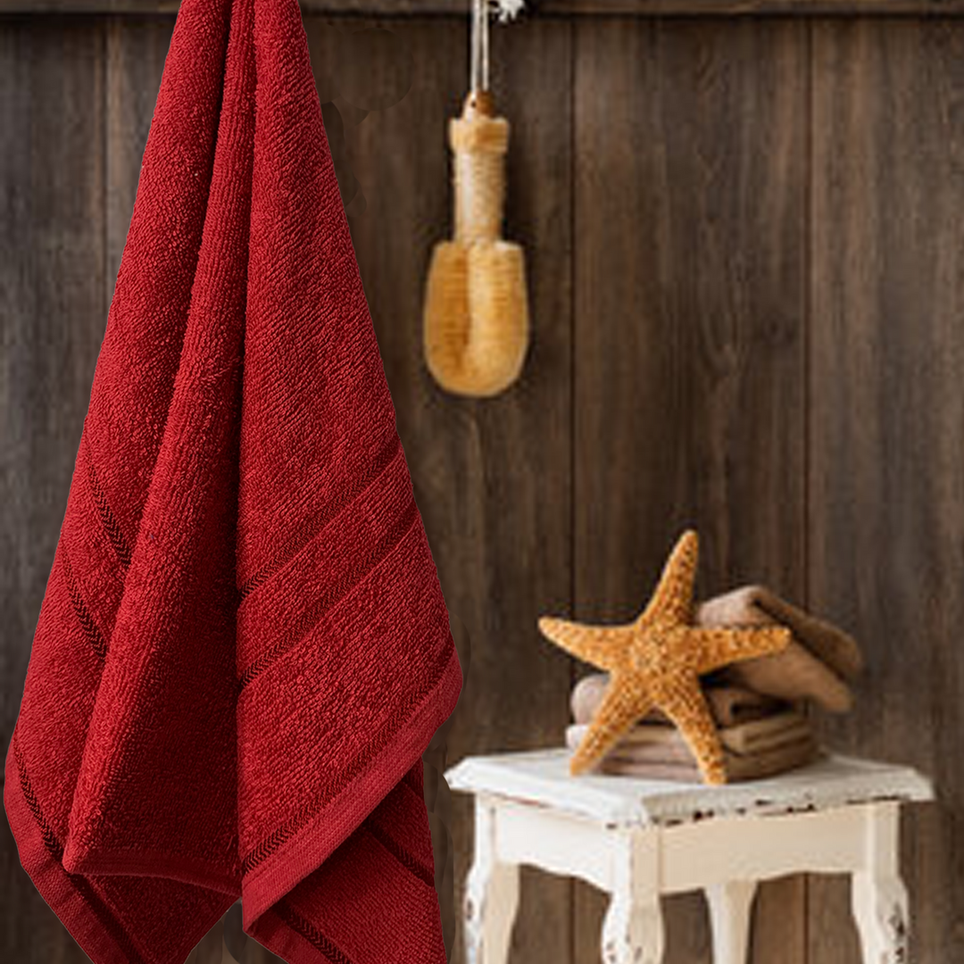 Red Color 100% Cotton Bath Towel with 380 GSM