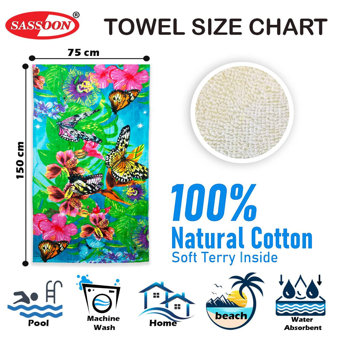 Printed Ultra Soft Beach Towels Made up of thin cotton material, Vibrant and eye-catching prints, Quick-drying, Compact and portable, Versatile use, Easy to clean