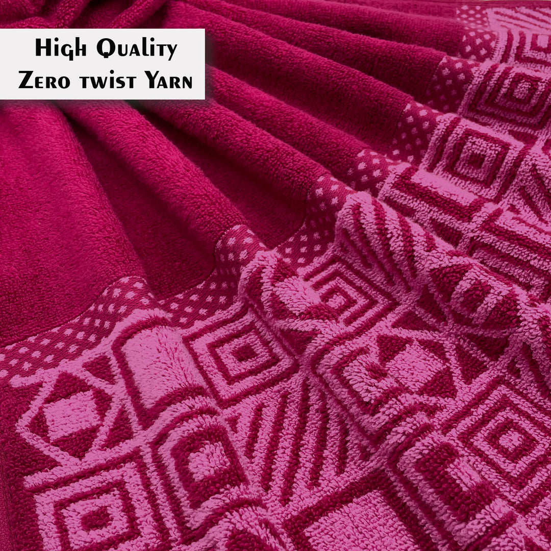 Pink Color Zero Twist Cotton Towel 4 Pcs Gift Set-380 GSM ( Luxury Towel, Highly Absorbent Towel, Color Fade resistant towel)