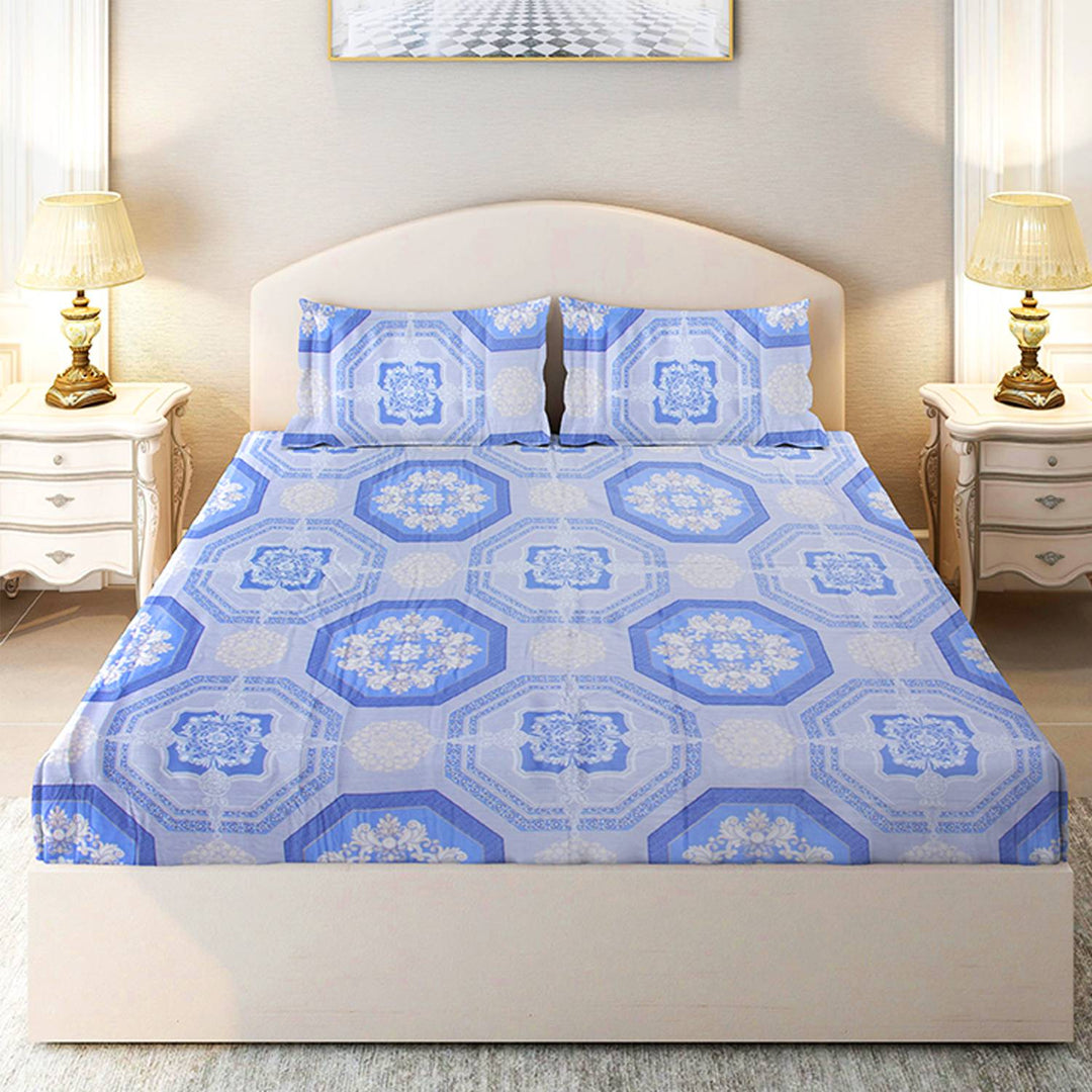 Chakrata 100% Cotton Cross Weave Printed Bedsheet- 1200 TC