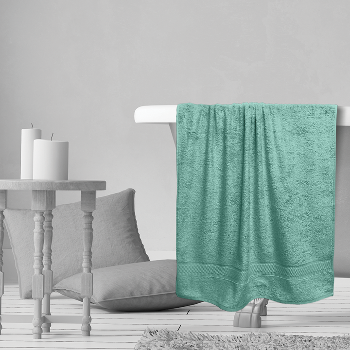 Green Color Hypoallergenic Bamboo Towel with 525 GSM ( Bamboo & Cotton Blend Fibre, Odor Free, Antimicrobial Properties, Hypoallergenic, Fast Drying, Eco Friendly )