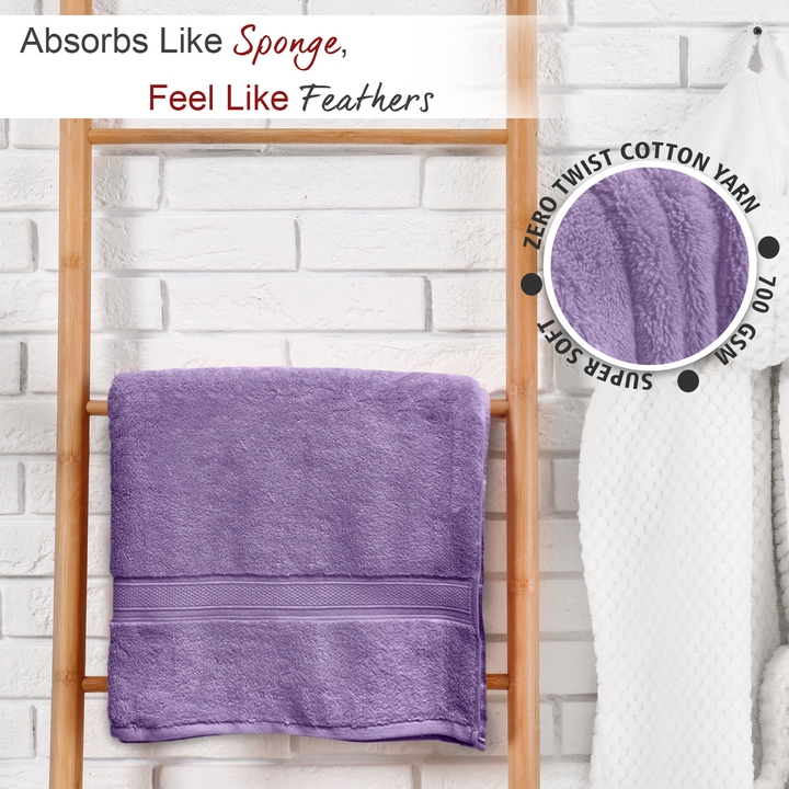 Lavender Color Super Soft Zero Twist 100% Cotton Towel with 700 GSM ( 100% Cotton, Zero-Twist Fabric, Protection Against Microbial Allergies, Highly Absorbent, Lint and Fade Resistant) 