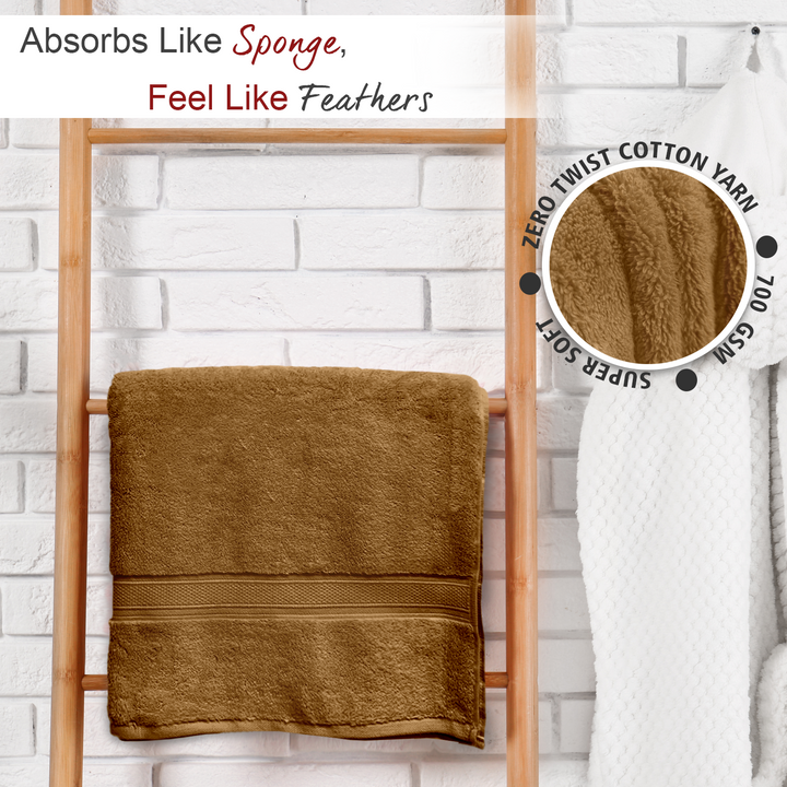 Brown Color Super Soft Zero Twist 100% Cotton Towel with 700 GSM ( 100% Cotton, Zero-Twist Fabric, Protection Against Microbial Allergies, Highly Absorbent, Lint and Fade Resistant) 