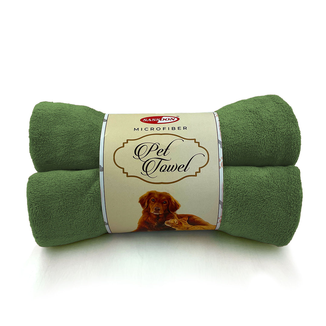 Green Color Ultra Soft Microfiber Pet Towel with 400 GSM 