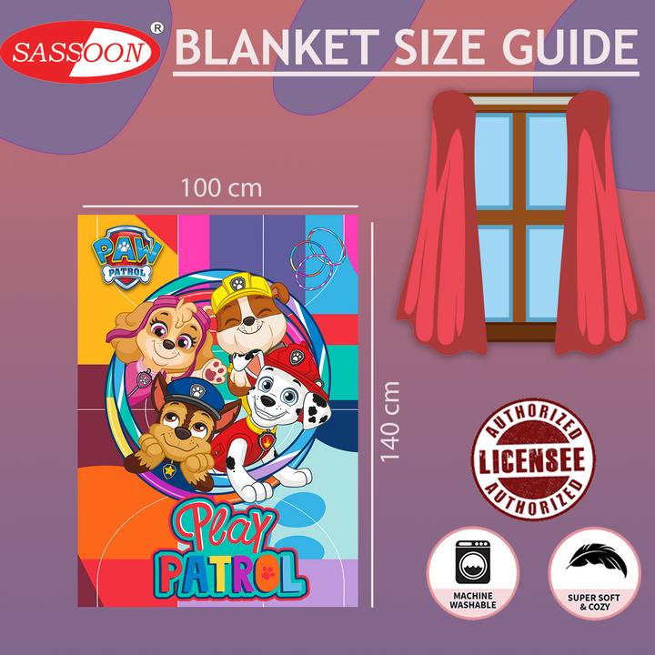 Paw Petrol Super Soft Baby Blanket in 100% Polyester by Sassoon Fab (100 cm x 140 cm) multipurpose use. 