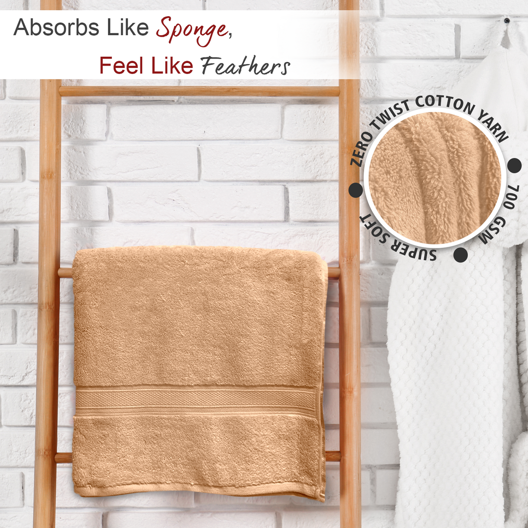 Cream Color Super Soft Zero Twist 100% Cotton Towel with 700 GSM ( 100% Cotton, Zero-Twist Fabric, Protection Against Microbial Allergies, Highly Absorbent, Lint and Fade Resistant) 