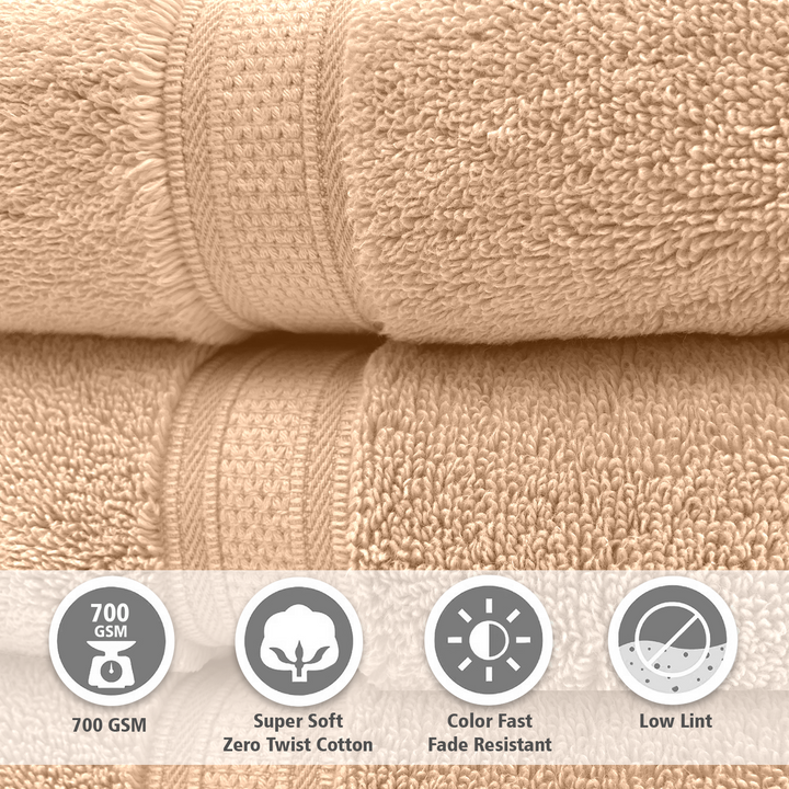 Peach Color Super Soft Zero Twist 100% Cotton Towel with 700 GSM ( 100% Cotton, Zero-Twist Fabric, Protection Against Microbial Allergies, Highly Absorbent, Lint and Fade Resistant) 