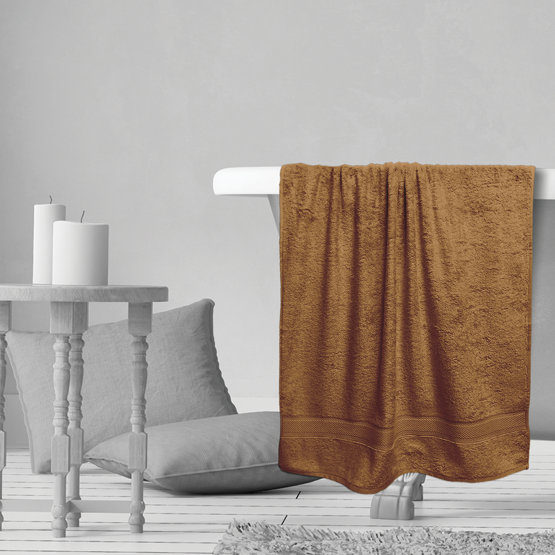 Brown Color Hypoallergenic Bamboo Towel with 525 GSM ( Bamboo & Cotton Blend Fibre, Odor Free, Antimicrobial Properties, Hypoallergenic, Fast Drying, Eco Friendly )